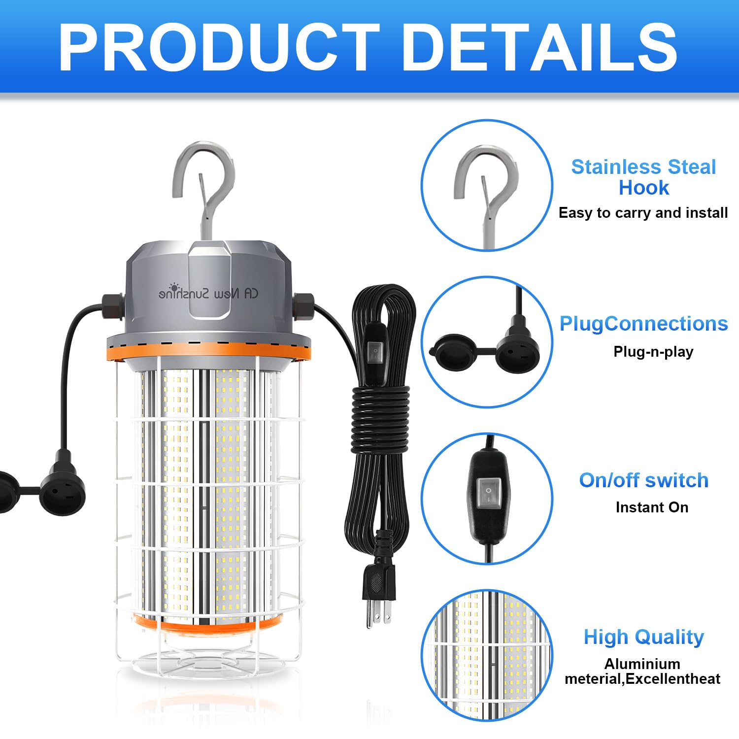 400W LED Temporary Work Light，56000Lumens 5000K Daylight White ON